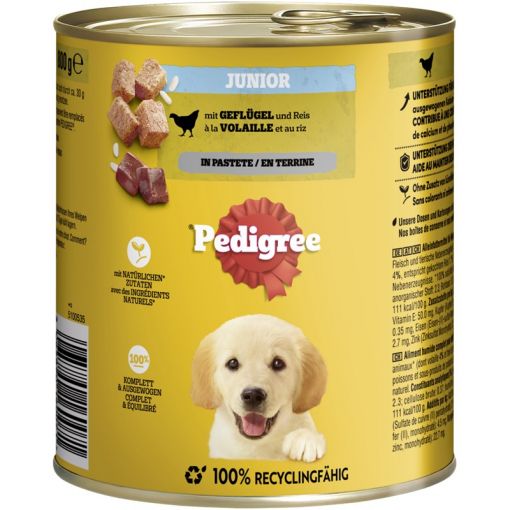 Pedigree Dose Junior Geflügel & Reis Pastete 800g (Menge: 12 je Bestelleinheit)