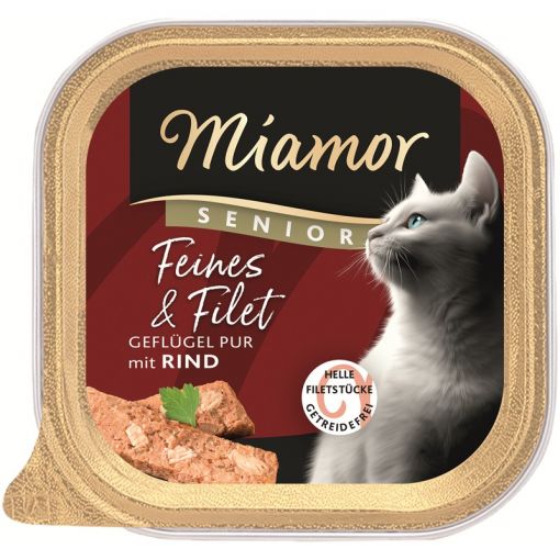 Miamor Schale Feines & Filet Senior Gefl&uuml;gel Pur & Rind 100g (Menge: 16 je Bestelleinheit)