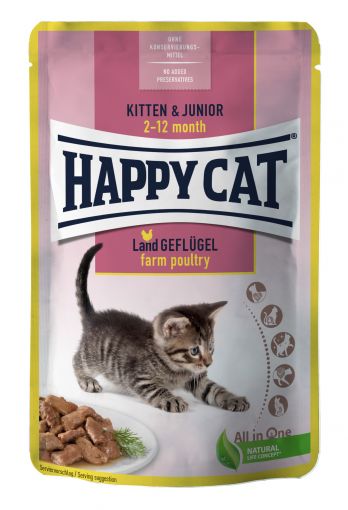Happy Cat Pouches Kitten & Junior Land Geflügel 85g (Menge: 24 je Bestelleinheit)