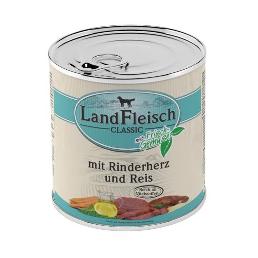 Landfleisch Dog Pur Rinderherzen & Reis 800 g (Menge: 6 je Bestelleinheit)