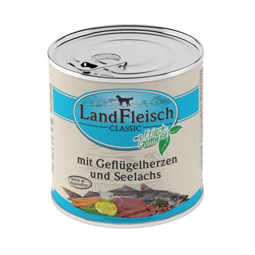 Landfleisch Dog Pur Geflügelherzen & Seelachs 800 g (Menge: 6 je Bestelleinheit)