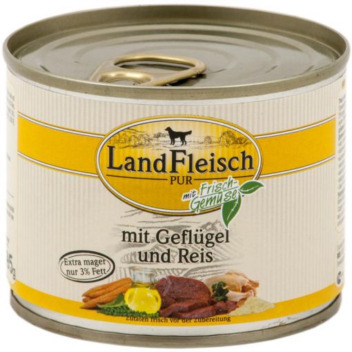 Landfleisch Dog Pur Geflügel & Reis extra mager 195 g (Menge: 12 je Bestelleinheit)