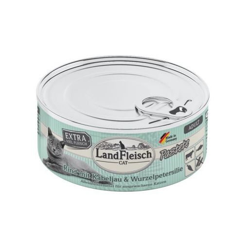 LandFleisch Cat Adult Pastete Rind, Kabeljau, Wurzelpetersilie 100g (Menge: 6 je Bestelleinheit)