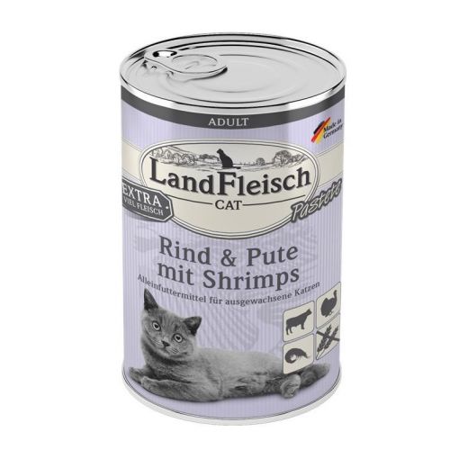 LandFleisch Cat Adult Pastete mit Rind, Pute & Shrimps 400 g (Menge: 6 je Bestelleinheit)