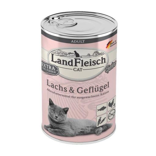 LandFleisch Cat Adult Gelee mit Lachs & Geflügel 400 g (Menge: 6 je Bestelleinheit)