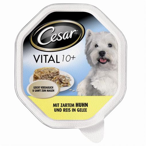 Cesar Schale Vital 10+ mit zartem Huhn & Reis in Gelee 150g (Menge: 14 je Bestelleinheit)