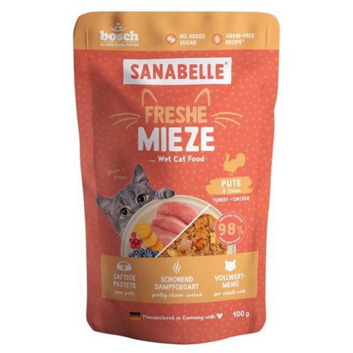 Sanabelle Freshe Mieze Pute & Huhn 100g (Menge: 10 je Bestelleinheit) Sanabelle Freshe Mieze Pute & Huhn 100g (Menge: 10 je Bestelleinheit)