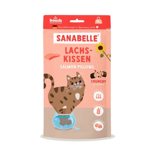 Sanabelle Snack Lachskissen 55g (Menge: 7 je Bestelleinheit) Sanabelle Snack Lachskissen 55g (Menge: 7 je Bestelleinheit)