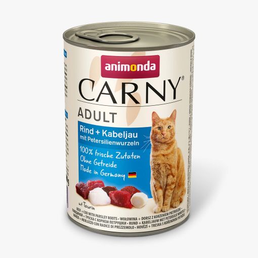 Animonda Cat Carny Adult Rind & Kabeljau mit Petersilienwurzeln 400g (Menge: 6 je Bestelleinheit)