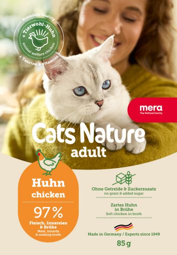 Mera Cat Nature Adult Huhn 85g (Menge: 12 je Bestelleinheit) Mera Cat Nature Adult Huhn 85g (Menge: 12 je Bestelleinheit)