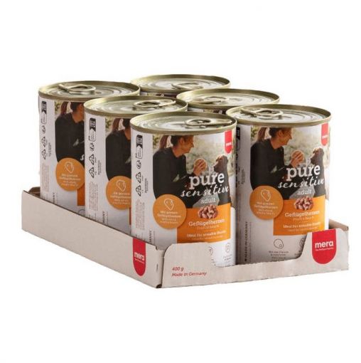 Mera Dog Pure Sensitive Meat Geflügelherzen 400g-Dose (Menge: 6 je Bestelleinheit)