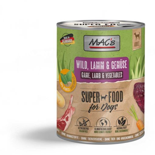 MACs Dog Wild, Lamm & Gemüse 800g (Menge: 6 je Bestelleinheit) MACs Dog Wild, Lamm & Gemüse 800g (Menge: 6 je Bestelleinheit)