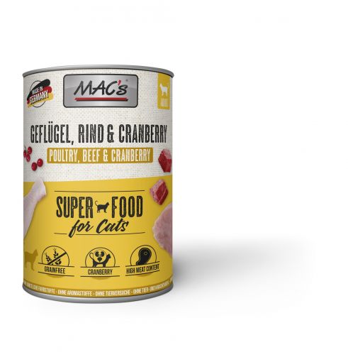 MACs Cat Geflügel, Rind & Cranberry 400g (Menge: 6 je Bestelleinheit)