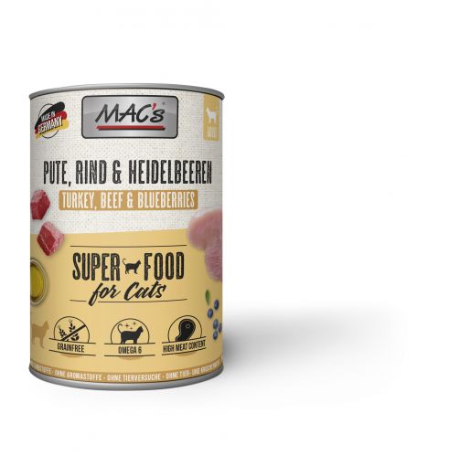 MACs Cat Pute, Rind & Heidelbeeren 400g (Menge: 6 je Bestelleinheit)