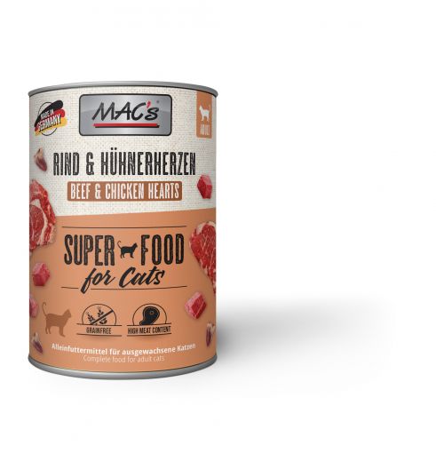 MACs Cat Rind & Hühnerherzen 400g (Menge: 6 je Bestelleinheit)