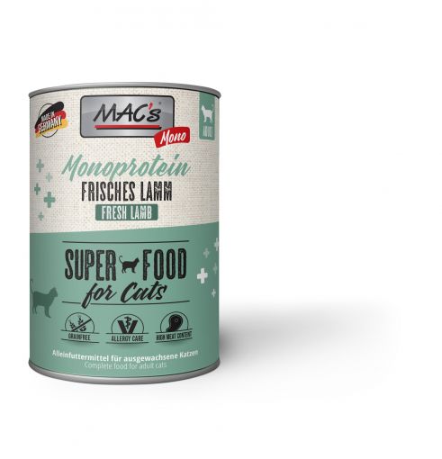 MACs Cat Mono Frisches Lamm 400g (Menge: 6 je Bestelleinheit)