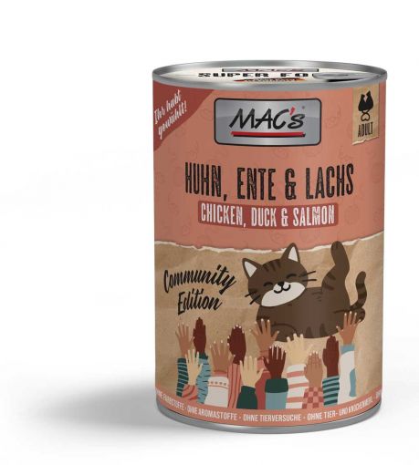 MACs Cat Huhn, Ente & Lachs 400 g (Menge: 6 je Bestelleinheit) MACs Cat Huhn, Ente & Lachs 400 g (Menge: 6 je Bestelleinheit)