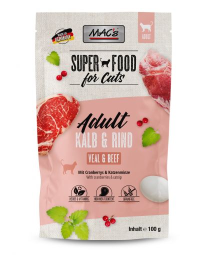 MACs Cat Pouch Kalb & Rind 100g (Menge: 12 je Bestelleinheit)