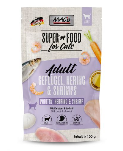 MACs Cat Pouch Geflügel, Hering & Shrimps 100g (Menge: 12 je Bestelleinheit)
