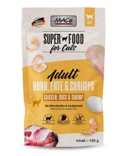 MACs Cat Pouch Huhn, Ente & Shrimps 100g (Menge: 12 je Bestelleinheit)