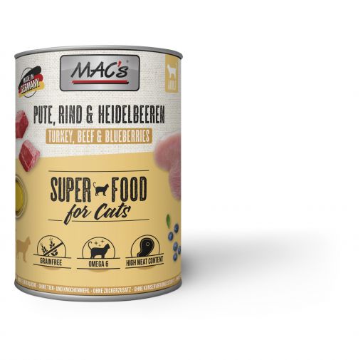 MACs Cat Pute, Rind & Heidelbeeren 800g (Menge: 6 je Bestelleinheit)