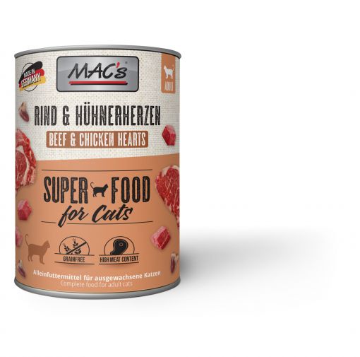 MACs Cat Rind & Hühnerherzen 800g (Menge: 6 je Bestelleinheit)