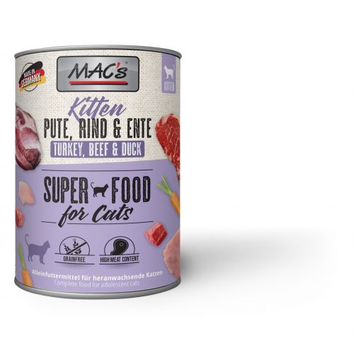 MACs Cat Kitten Pute, Rind & Ente 800g (Menge: 6 je Bestelleinheit)