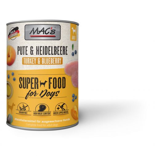 MACs Dog Pute & Heidelbeeren 800g (Menge: 6 je Bestelleinheit)