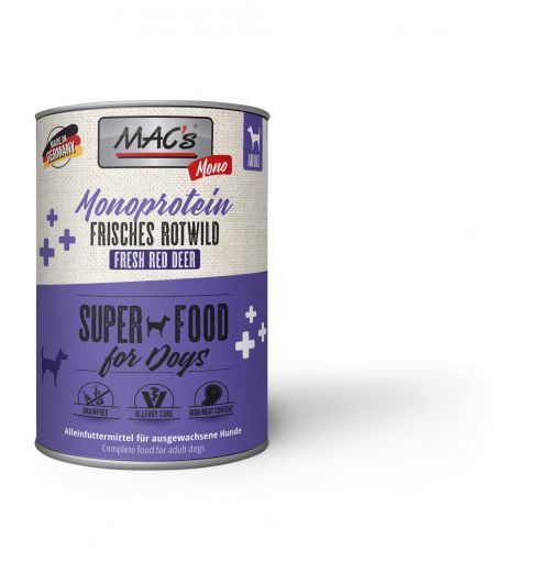 MACs Dog Mono Frisches Rotwild 400g (Menge: 6 je Bestelleinheit)