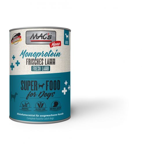 MACs Dog Mono Frisches Lamm 400g (Menge: 6 je Bestelleinheit)