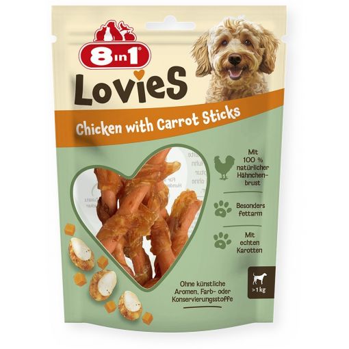 8in 1 Lovies Chicken Carrot Sticks 80g 8in 1 Lovies Chicken Carrot Sticks 80g