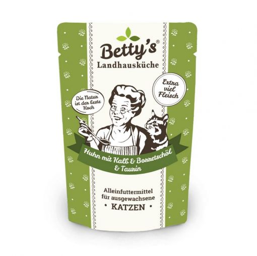 Bettys Landhausküche Katze FB Huhn & Kalb mit Borretschöl 100g (Menge: 12 je Bestelleinheit)