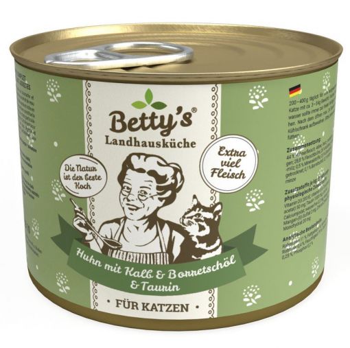 Bettys Landhausk&uuml;che Katze Dose Huhn mit Kalb & Borretsch&ouml;l 200g (Menge: 6 je Bestelleinheit)