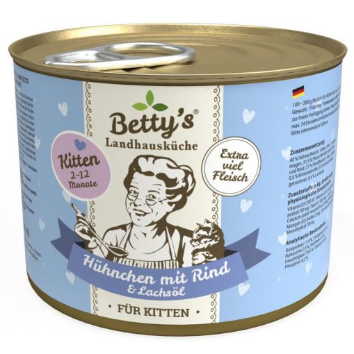 Bettys Landhausk&uuml;che Katze Dose Kitten H&uuml;hnchen mit Rind 200g (Menge: 6 je Bestelleinheit)