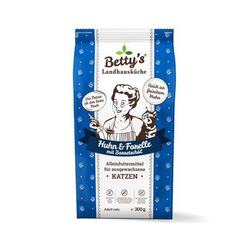 Bettys Landhausküche Katze Adult Trocken Huhn & Forelle 300g Bettys Landhausküche Katze Adult Trocken Huhn & Forelle 300g