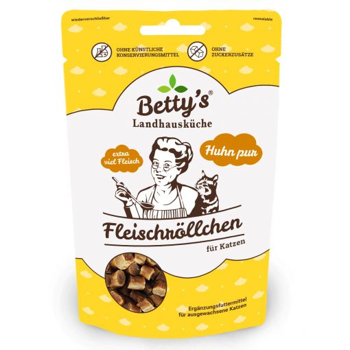 Bettys Landhausküche Cat Snack Fleischröllchen Huhn pur 50g Bettys Landhausküche Cat Snack Fleischröllchen Huhn pur 50g