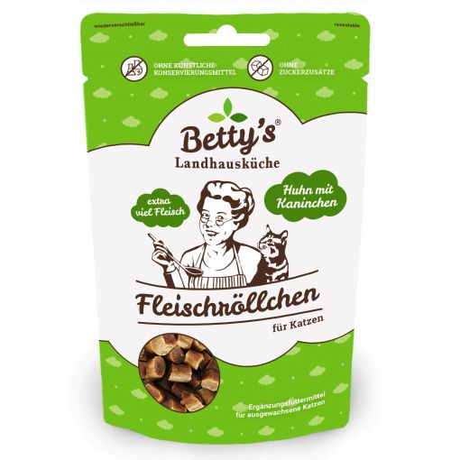 Bettys Landhausküche Cat Snack Fleischröllchen Huhn & Kaninchen 50g Bettys Landhausküche Cat Snack Fleischröllchen Huhn & Kaninchen 50g