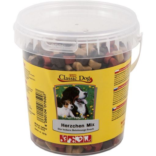 Classic Dog Snack Herzchen Mix 500g im Eimer