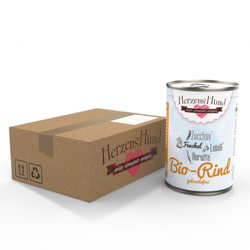 Herzenshund Bio-Rind mit Bio-Zucchini getreidefrei 800g / Bio DE-ÖKO-006 (Menge: 6 je Bestelleinheit)