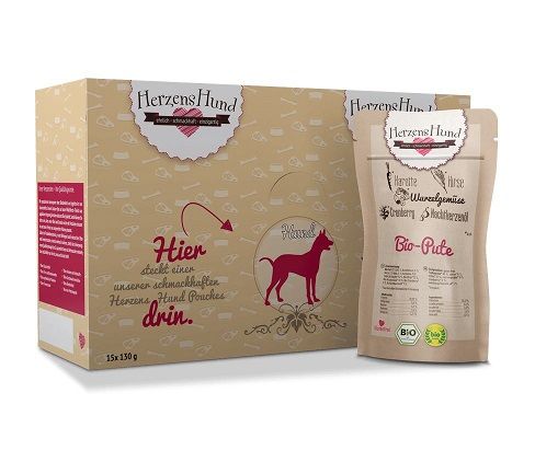 Herzenshund Bio Pute mit Bio Gemüse 130g (Menge: 18 je Bestelleinheit)