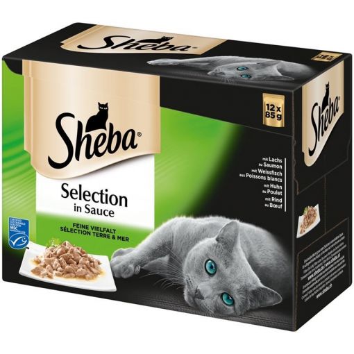Sheba Portionsbeutel Feine Vielfalt in Sauce 12x85g im Multipack (Menge: 4 je Bestelleinheit)