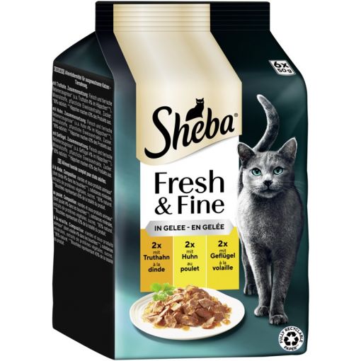 Sheba P.B. MP Fresh & Fine Truthahn, Huhn & Geflügel in Gelee 6x50g (Menge: 6 je Bestelleinheit)