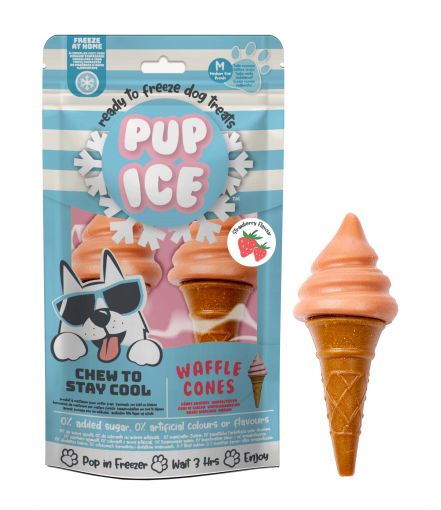 Pup Ice Dog Snack Waffle Cones Strawberry M 1 x 2 Stück