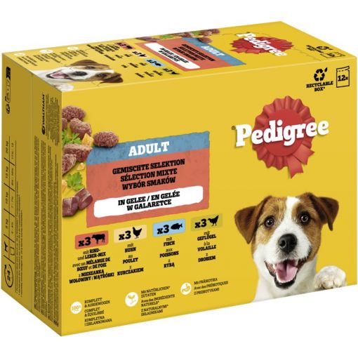 Pedigree Multipack PB Gemischte Selektion in Gelee 4 Varietäten 12x100g (Menge: 4 je Bestelleinheit)