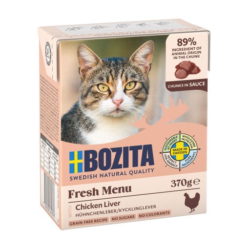 Bozita Häppchen in Sauce mit Hühnchenleber 370 g (Menge: 6 je Bestelleinheit)