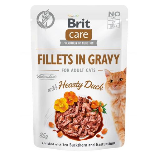 Brit Care Cat  Fillets in Gravy with Hearty Duck 85g (Menge: 24 je Bestelleinheit)