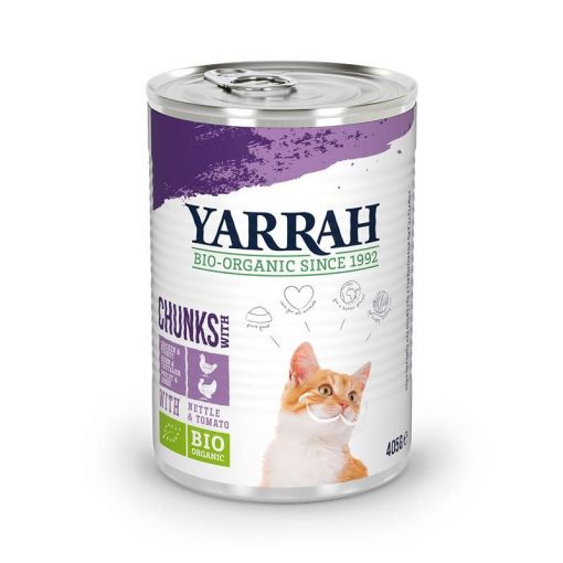 Yarrah Bio-Katzenfutter Bröckchen mit Huhn 405g (Menge: 12 je Bestelleinheit)