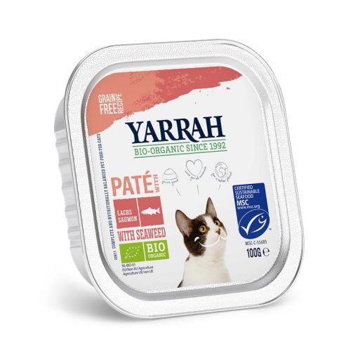 Yarrah Bio Cat Schale Pastete getreidefrei Lachs (MSC) 100g (Menge: 16 je Bestelleinheit)