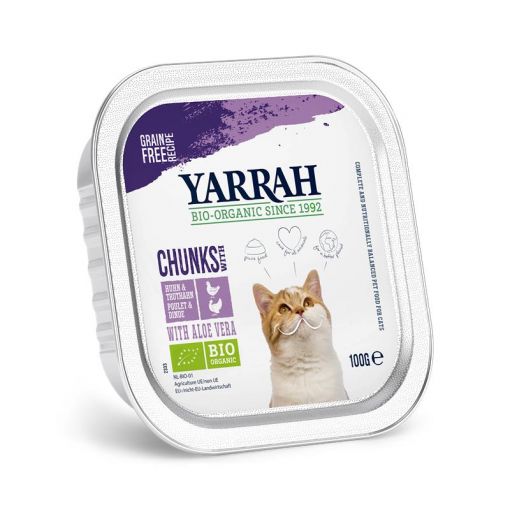 Yarrah Bio Cat Bröckchen Huhn & Truthahn 100g (Menge: 16 je Bestelleinheit)