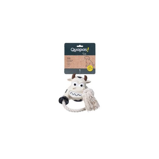 Quapas Dog Toy Fun Latex Cow with Rope